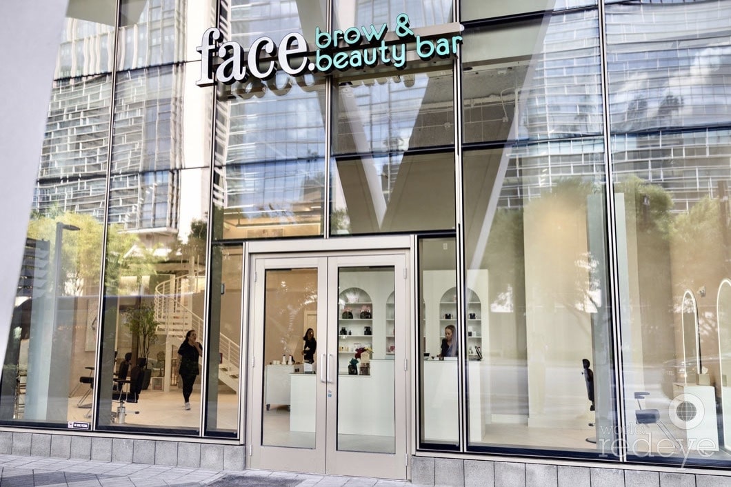 a glass door of a building